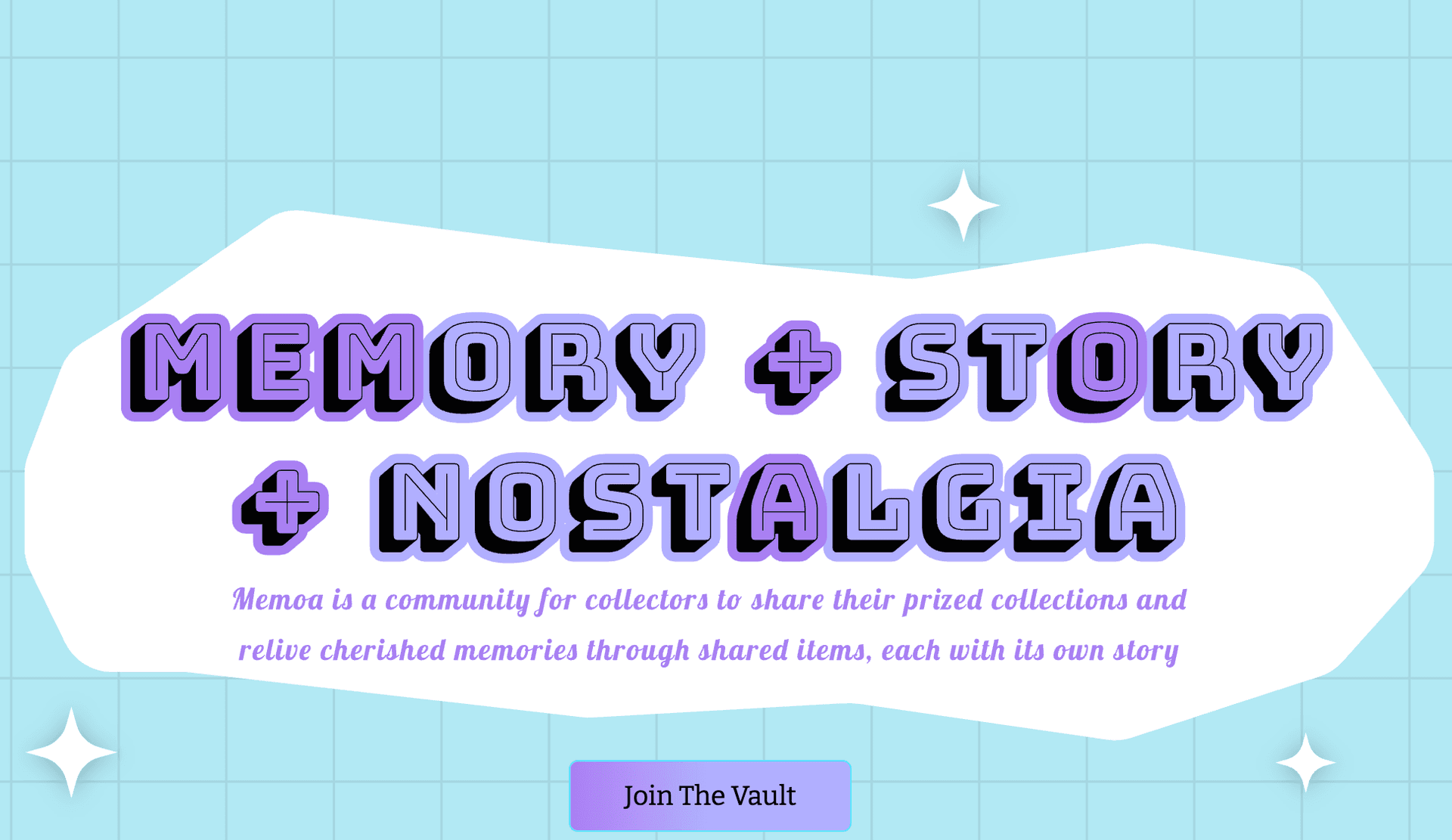Memoa landing page — Memory + Story + Nostalgia